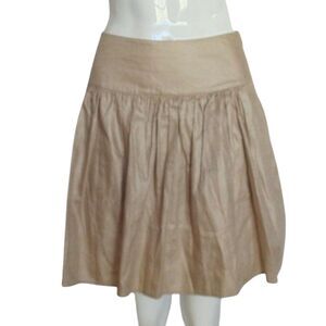 JENNY HAN Skirt, L, Jacquard Floral, Golden/Tan/Champagne, Side Zip, Cotton